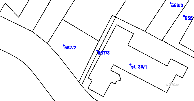 Parcela st. 567/3 v KÚ Sezimovo Ústí, Katastrální mapa