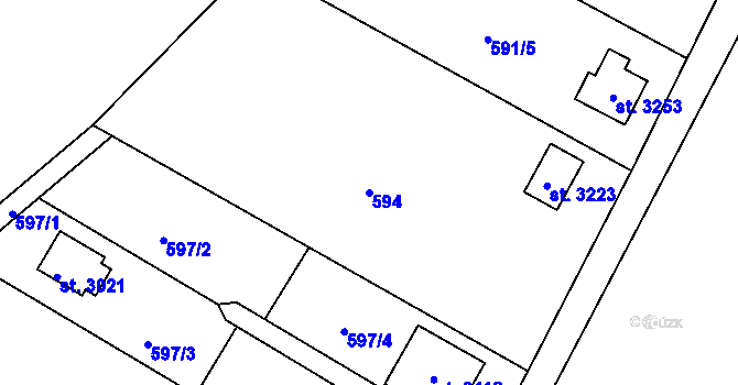 Parcela st. 594 v KÚ Sezimovo Ústí, Katastrální mapa