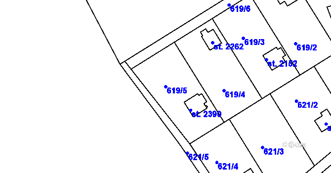Parcela st. 619/5 v KÚ Sezimovo Ústí, Katastrální mapa