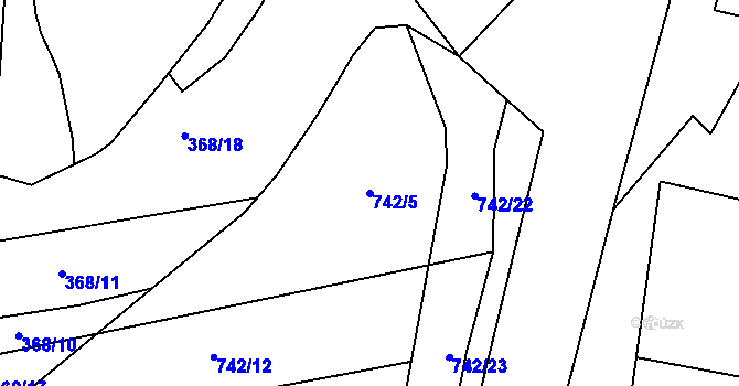 Parcela st. 742/5 v KÚ Sezimovo Ústí, Katastrální mapa
