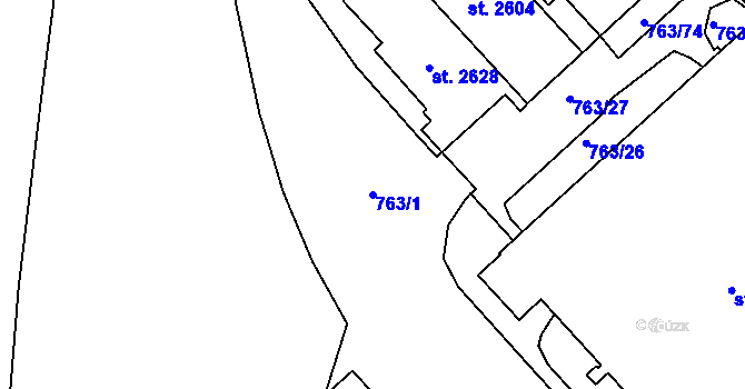 Parcela st. 763/1 v KÚ Sezimovo Ústí, Katastrální mapa