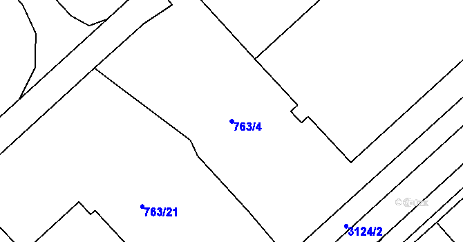 Parcela st. 763/4 v KÚ Sezimovo Ústí, Katastrální mapa