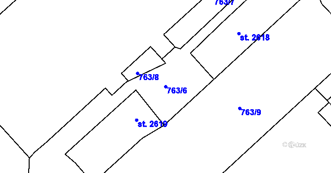 Parcela st. 763/6 v KÚ Sezimovo Ústí, Katastrální mapa