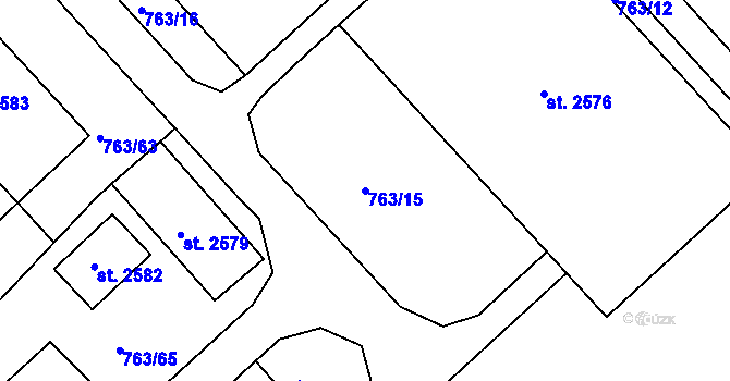 Parcela st. 763/15 v KÚ Sezimovo Ústí, Katastrální mapa