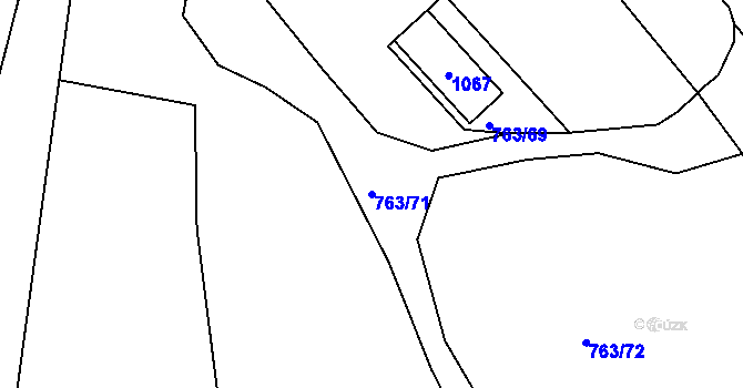 Parcela st. 763/71 v KÚ Sezimovo Ústí, Katastrální mapa