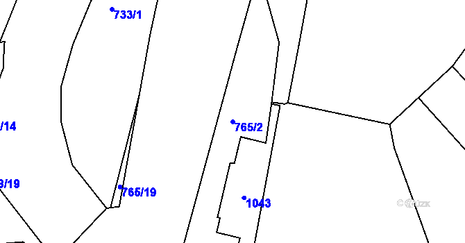 Parcela st. 765/2 v KÚ Sezimovo Ústí, Katastrální mapa