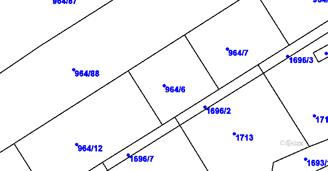 Parcela st. 964/6 v KÚ Sezimovo Ústí, Katastrální mapa