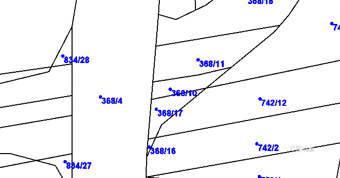 Parcela st. 368/10 v KÚ Sezimovo Ústí, Katastrální mapa