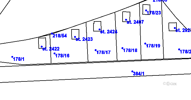 Parcela st. 178/17 v KÚ Sezimovo Ústí, Katastrální mapa