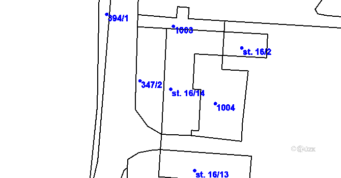 Parcela st. 16/14 v KÚ Sezimovo Ústí, Katastrální mapa