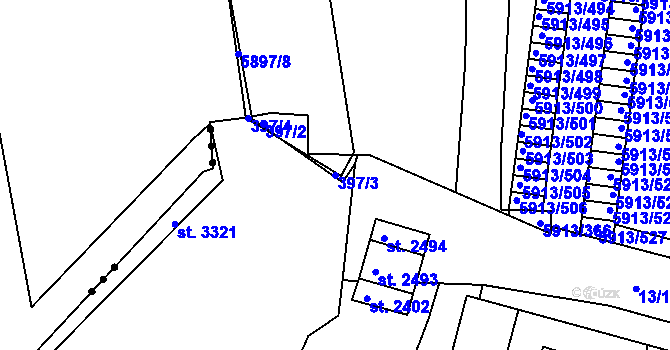 Parcela st. 397/3 v KÚ Sezimovo Ústí, Katastrální mapa