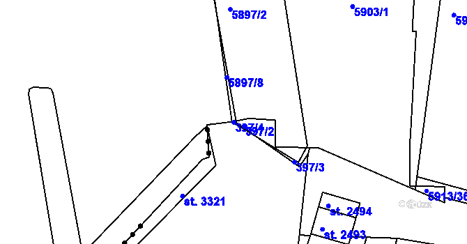 Parcela st. 397/4 v KÚ Sezimovo Ústí, Katastrální mapa