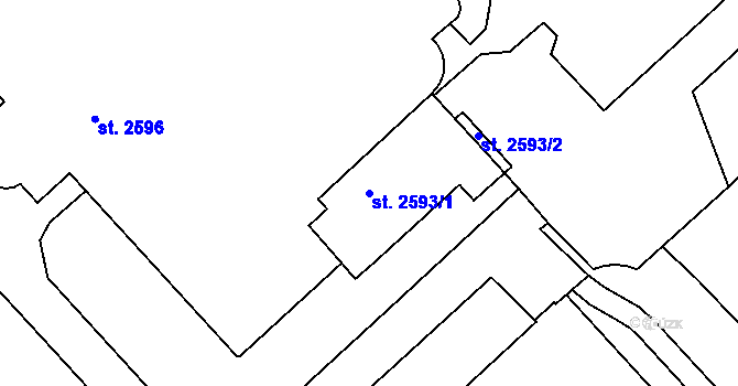 Parcela st. 2593/1 v KÚ Sezimovo Ústí, Katastrální mapa
