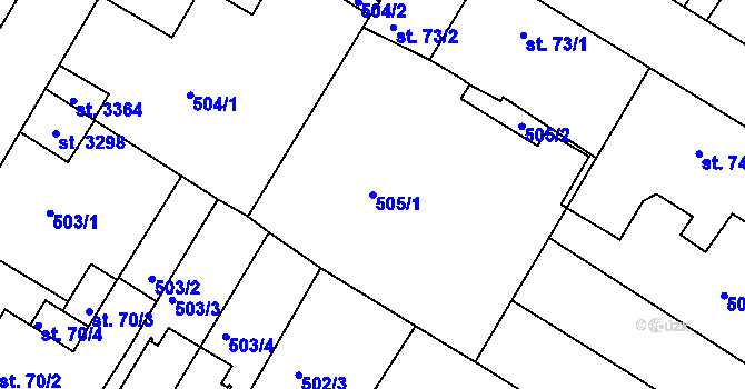Parcela st. 505/1 v KÚ Sezimovo Ústí, Katastrální mapa