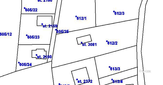 Parcela st. 3081 v KÚ Sezimovo Ústí, Katastrální mapa
