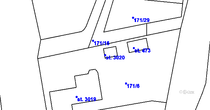 Parcela st. 3020 v KÚ Sezimovo Ústí, Katastrální mapa
