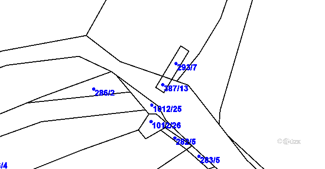 Parcela st. 387/13 v KÚ Sezimovo Ústí, Katastrální mapa