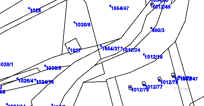 Parcela st. 1012/23 v KÚ Sezimovo Ústí, Katastrální mapa