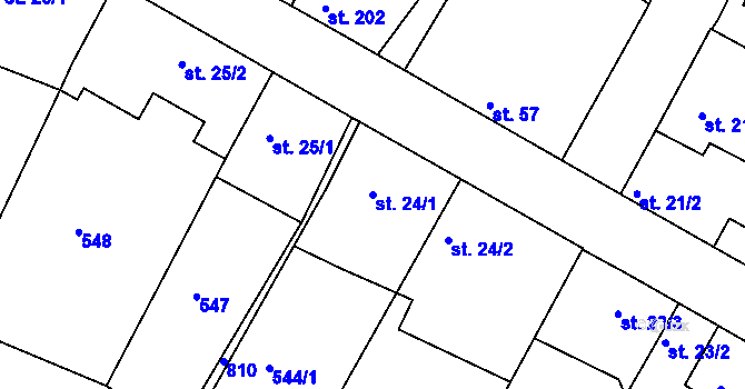 Parcela st. 24/1 v KÚ Sezimovo Ústí, Katastrální mapa