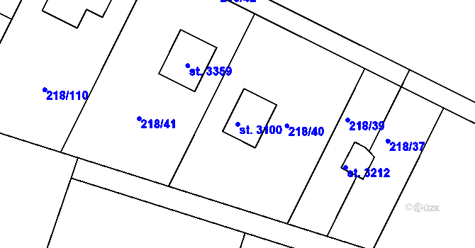 Parcela st. 3100 v KÚ Sezimovo Ústí, Katastrální mapa