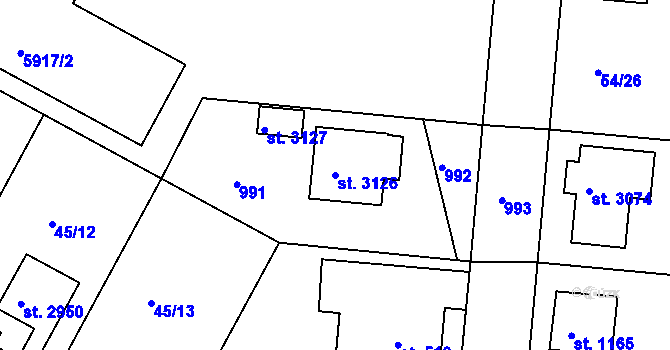Parcela st. 3126 v KÚ Sezimovo Ústí, Katastrální mapa