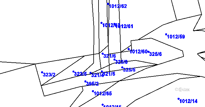 Parcela st. 321/6 v KÚ Sezimovo Ústí, Katastrální mapa