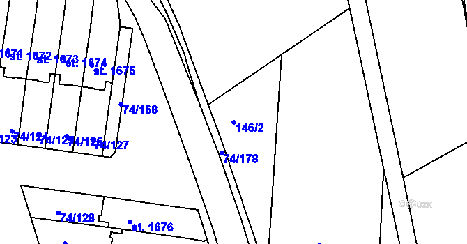 Parcela st. 146/2 v KÚ Sezimovo Ústí, Katastrální mapa