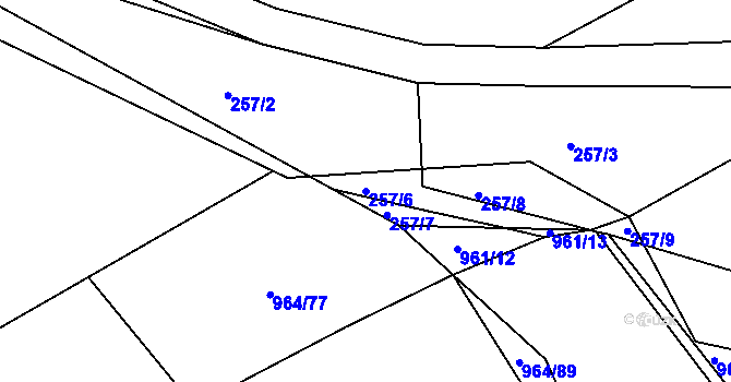Parcela st. 257/6 v KÚ Sezimovo Ústí, Katastrální mapa