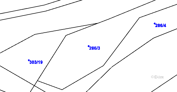 Parcela st. 286/3 v KÚ Sezimovo Ústí, Katastrální mapa