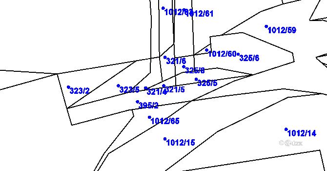 Parcela st. 321/5 v KÚ Sezimovo Ústí, Katastrální mapa