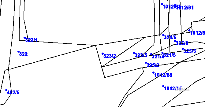 Parcela st. 323/2 v KÚ Sezimovo Ústí, Katastrální mapa