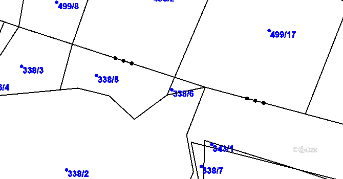 Parcela st. 338/6 v KÚ Sezimovo Ústí, Katastrální mapa