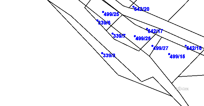 Parcela st. 339/3 v KÚ Sezimovo Ústí, Katastrální mapa