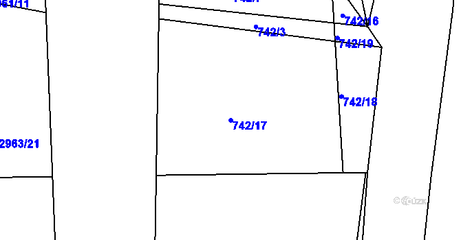 Parcela st. 742/17 v KÚ Sezimovo Ústí, Katastrální mapa