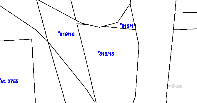 Parcela st. 819/13 v KÚ Sezimovo Ústí, Katastrální mapa
