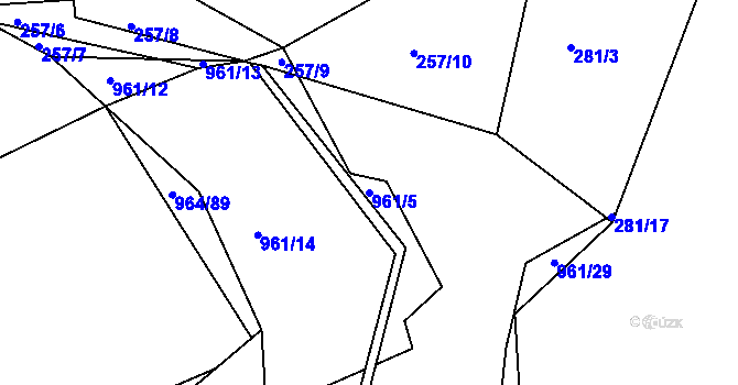 Parcela st. 961/5 v KÚ Sezimovo Ústí, Katastrální mapa