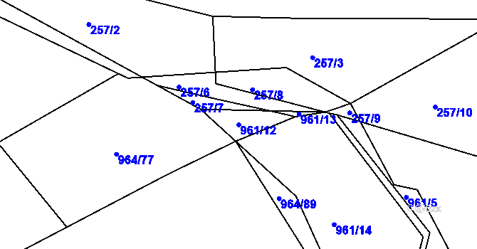 Parcela st. 961/12 v KÚ Sezimovo Ústí, Katastrální mapa