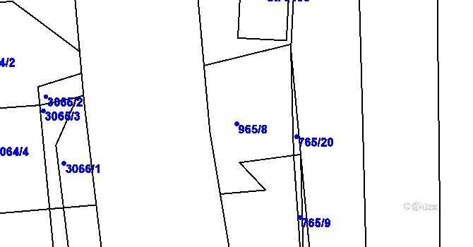 Parcela st. 965/8 v KÚ Sezimovo Ústí, Katastrální mapa