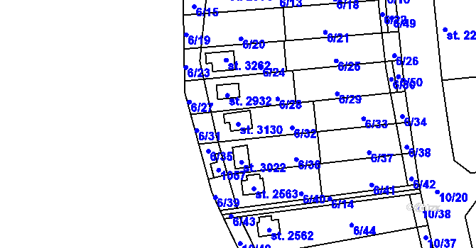 Parcela st. 3130 v KÚ Sezimovo Ústí, Katastrální mapa