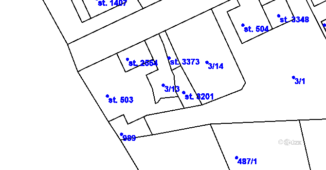 Parcela st. 3/13 v KÚ Sezimovo Ústí, Katastrální mapa