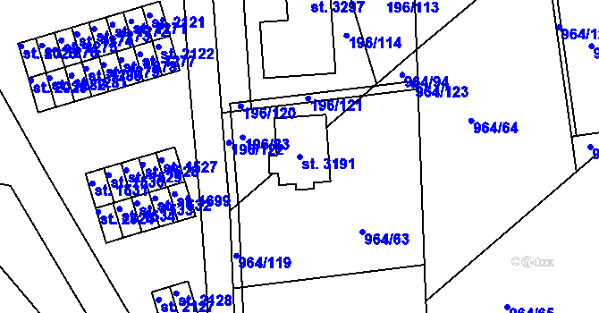 Parcela st. 3191 v KÚ Sezimovo Ústí, Katastrální mapa