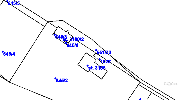 Parcela st. 651/30 v KÚ Sezimovo Ústí, Katastrální mapa