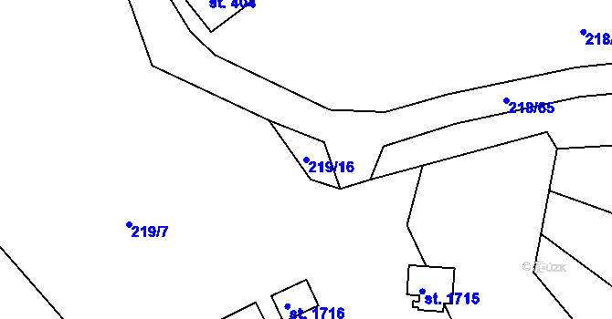 Parcela st. 219/16 v KÚ Sezimovo Ústí, Katastrální mapa