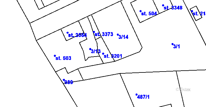 Parcela st. 3201 v KÚ Sezimovo Ústí, Katastrální mapa
