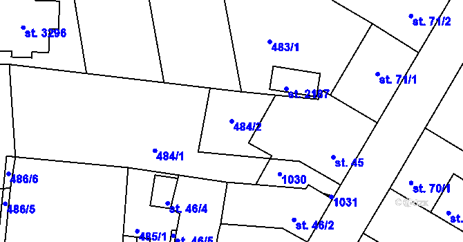 Parcela st. 484/2 v KÚ Sezimovo Ústí, Katastrální mapa
