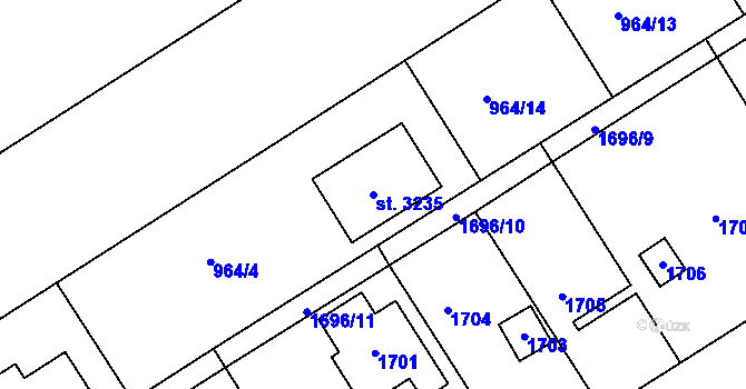 Parcela st. 3235 v KÚ Sezimovo Ústí, Katastrální mapa