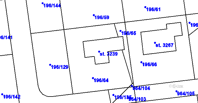 Parcela st. 3239 v KÚ Sezimovo Ústí, Katastrální mapa