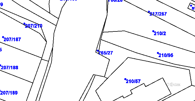 Parcela st. 765/27 v KÚ Sezimovo Ústí, Katastrální mapa