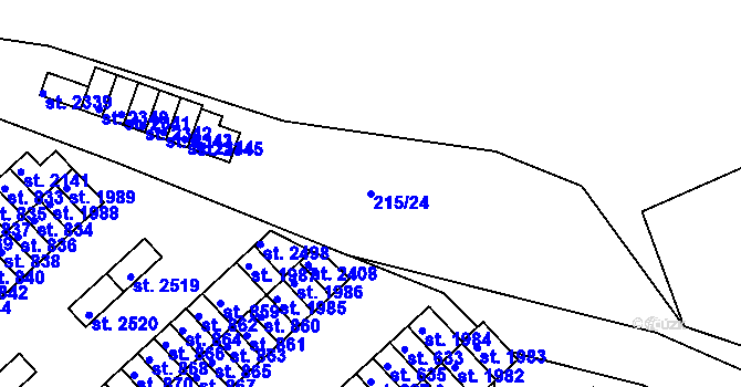 Parcela st. 215/24 v KÚ Sezimovo Ústí, Katastrální mapa