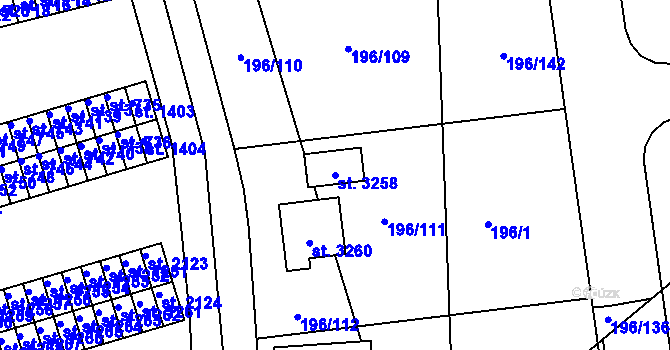 Parcela st. 3258 v KÚ Sezimovo Ústí, Katastrální mapa